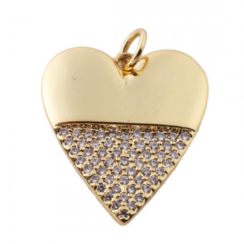 Cubic Zirconia Micro Pave Brass Pendant Heart fashion jewelry & Unisex & micro pave cubic zirconia golden nickel lead & cadmium free Approx 3mm Sold By PC