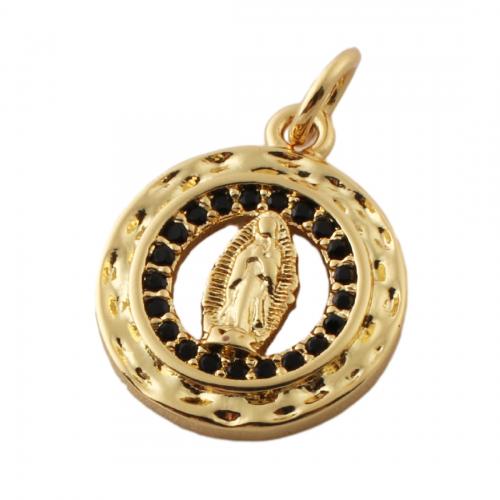 Cubic Zirconia Micro Pave Brass Pendant, fashion jewelry & Unisex & micro pave cubic zirconia, golden, nickel, lead & cadmium free, 16.50x13.50mm, Hole:Approx 3.5mm, Sold By PC