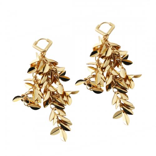 Brass Drop Earring, fashion jewelry & for woman, golden, nickel, lead & cadmium free, 69.50x8.50mm, Sold By Pair