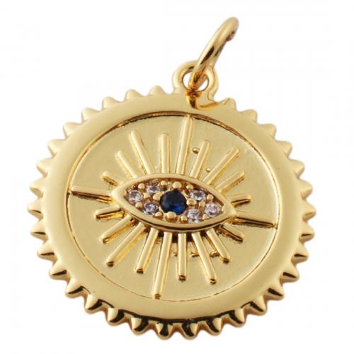 Evil Eye Pendants, Brass, fashion jewelry & Unisex & micro pave cubic zirconia, golden, nickel, lead & cadmium free, 18x16.50mm, Hole:Approx 3mm, Sold By PC