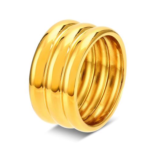 Titanium Steel Finger Ring 18K gold plated fashion jewelry & for woman golden width 11mm Sold By PC