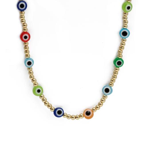 Evil Eye Schmuck Halskette, Messing, mit Lampwork, goldfarben plattiert, Modeschmuck & böser Blick- Muster & für Frau, keine, frei von Nickel, Blei & Kadmium, verkauft von PC