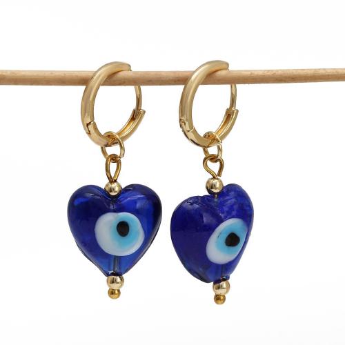 Evil Eye Earrings, Brass, with Glass, gold color plated, fashion jewelry & evil eye pattern & different styles for choice & for woman & enamel, more colors for choice, nickel, lead & cadmium free, Sold By Pair