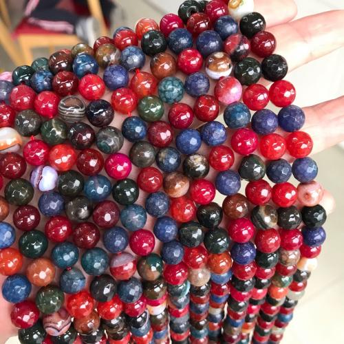 Agat perler, Turmalin Color Agate, du kan DIY & forskellig størrelse for valg & facetteret, blandede farver, Solgt Per Ca. 38 cm Strand