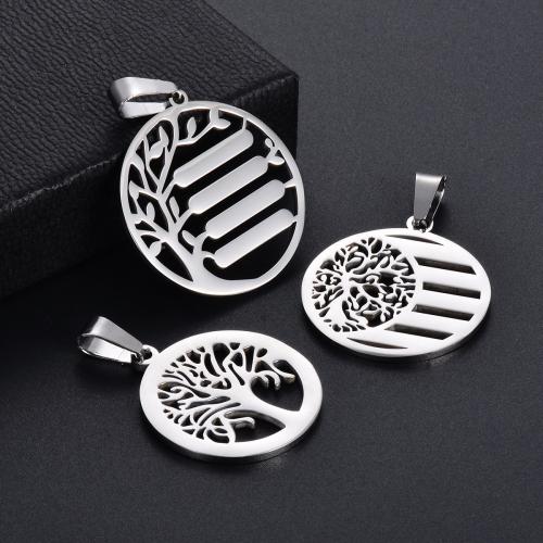 Stainless Steel Pendants, 304 Stainless Steel, Round, silver color plated, DIY & Customized & different styles for choice, more colors for choice, Sold By PC