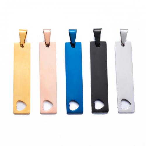 Stainless Steel Pendants, 304 Stainless Steel, Rectangle, plated, DIY & Customized, more colors for choice, 10x45x1.80mm, Sold By PC