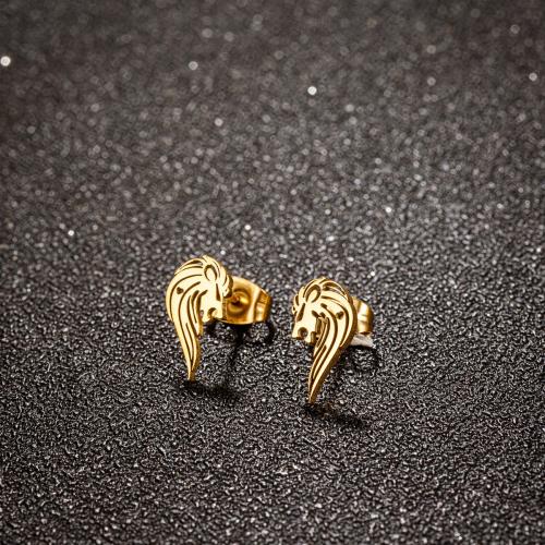 Stainless Steel Stud Earrings 304 Stainless Steel Lion plated for woman Sold By Lot
