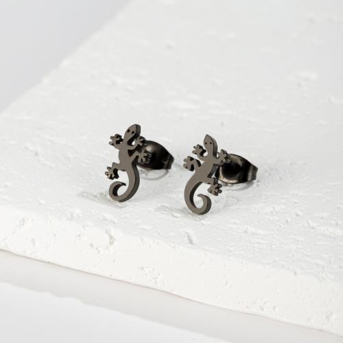 Stainless Steel Stud Earrings 304 Stainless Steel Gecko plated for woman Sold By Lot