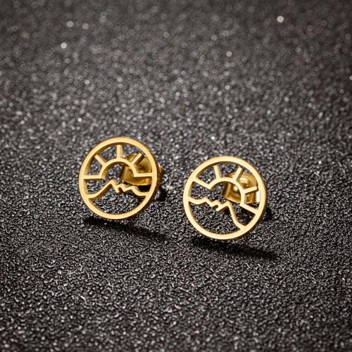 Stainless Steel Stud Earrings 304 Stainless Steel Round plated for woman 12mm Sold By Lot