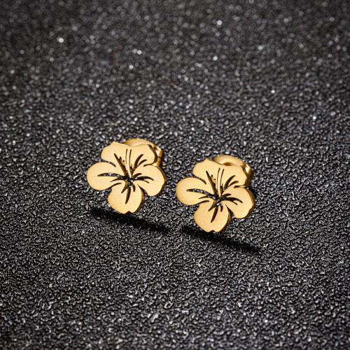 Stainless Steel Stud Earrings, 304 Stainless Steel, Flower, plated, for woman, more colors for choice, 12mm, 12PCs/Lot, Sold By Lot