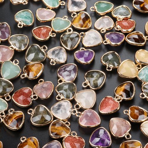 Bijoux Pendentifs en pierres gemmes, pierre gemme, avec fer, coeur, DIY & différents matériaux pour le choix, plus de couleurs à choisir, 11x11mm, Vendu par PC