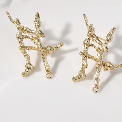 Brass Earring Stud Component, irregular, plated, fashion jewelry, golden, nickel, lead & cadmium free, 29x25mm, Sold By PC