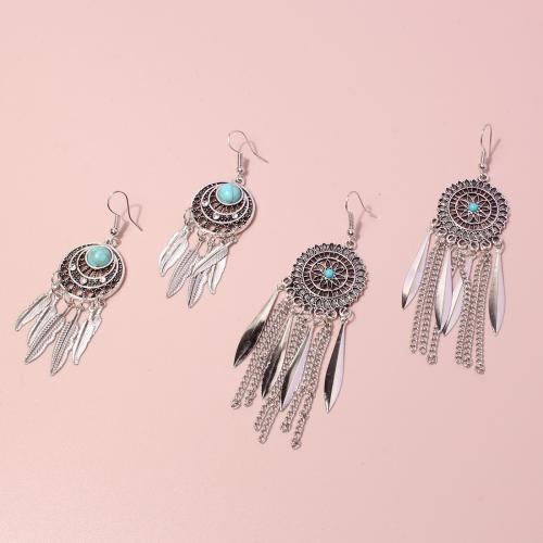 Tibetan Style Drop Earrings, with turquoise, fashion jewelry & different styles for choice & for woman, nickel, lead & cadmium free, Sold By Pair