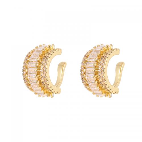 Cubic Zirconia Micro Pave Brass Earring with Plastic Pearl plated & micro pave cubic zirconia & for woman Sold By Pair