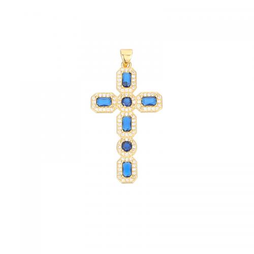 Cubic Zirconia Micro Pave Brass Pendant, Cross, plated, DIY & different styles for choice & micro pave cubic zirconia, more colors for choice, Sold By PC