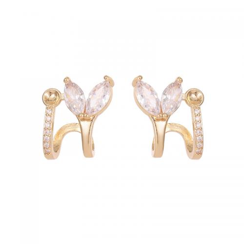 Cubic Zirconia Micro Pave Brass Earring plated & micro pave cubic zirconia & for woman Sold By Pair