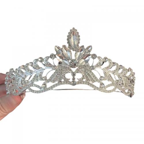 Bridal Tiaras, Tibetan Style, with Rhinestone, fashion jewelry & for woman & with rhinestone, silver color, nickel, lead & cadmium free, Diameter:15 cm,Height:6 cm, Sold By PC