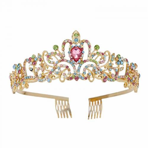 Bridal Tiaras, Tibetan Style, with Rhinestone, fashion jewelry & for woman & with rhinestone, more colors for choice, nickel, lead & cadmium free, Diameter:13 cm,Height:4.5 cm, Sold By PC