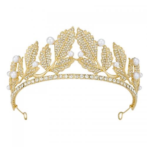 Bridal Tiaras, Tibetan Style, with Rhinestone & Plastic Pearl, fashion jewelry & for woman & with rhinestone, more colors for choice, nickel, lead & cadmium free, Diameter:15 cm,Height:6 cm, Sold By PC