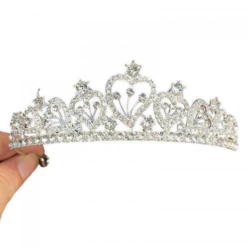 Bridal Tiaras, Tibetan Style, with Rhinestone, fashion jewelry & for woman & with rhinestone, silver color, nickel, lead & cadmium free, Diameter:14 cm,Height:4 cm, Sold By PC