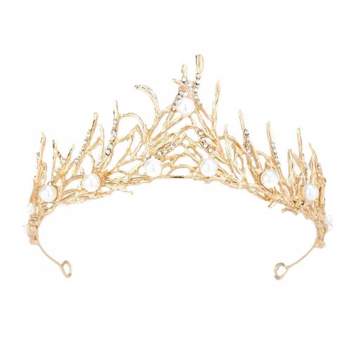 Bridal Tiaras, Tibetan Style, with Rhinestone & Plastic Pearl, fashion jewelry & for woman & with rhinestone, more colors for choice, nickel, lead & cadmium free, Diameter:16 cm,Height:6.5 cm, Sold By PC