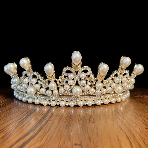 Bridal Tiaras, Tibetan Style, with Rhinestone & Plastic Pearl, fashion jewelry & for woman & with rhinestone, more colors for choice, nickel, lead & cadmium free, Diameter:17 cm,Height:6 cm, Sold By PC