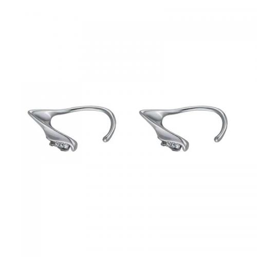 Zinc Alloy Earring Cuff, platinum plated, voor vrouw & met strass, 40x20mm, Verkocht door pair