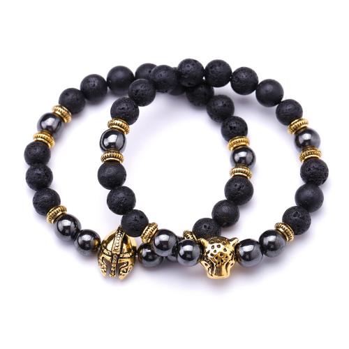 Lava Bracelet with Hematite & Zinc Alloy Unisex Length Approx 7.3 Inch Sold By PC