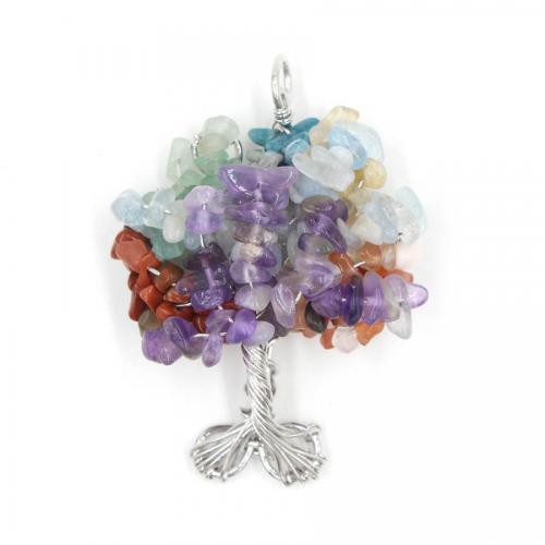 Gemstone Pendants Jewelry with Zinc Alloy Tree plated fashion jewelry & DIY Sold By PC