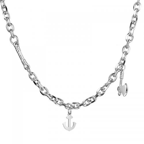 Titanium Steel Necklace Anchor fashion jewelry & Unisex original color nickel lead & cadmium free 6.50mm Sold By PC