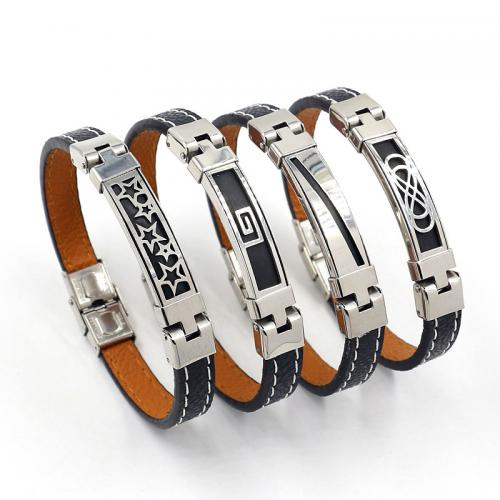 PU Leather Cord Bracelets with Titanium Steel fashion jewelry & Unisex 10mm Length Approx 22 cm Sold By PC