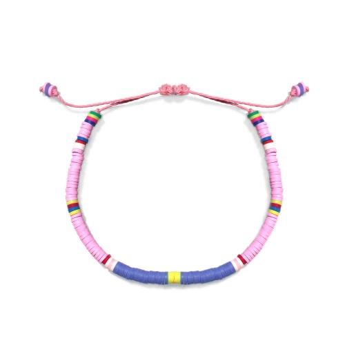 Bijoux bracelets de mode, argile de polymère, avec corde de cire & coquille, Réglable & bijoux de mode & unisexe & styles différents pour le choix, plus de couleurs à choisir, 5mm, Longueur:Environ 14-28 cm, Vendu par PC