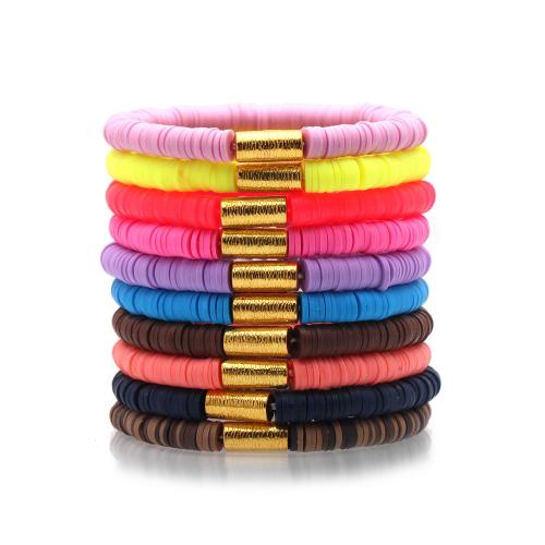 Fashion Bracelet & Bangle Jewelry, Polymer Clay, with Tibetan Style, gold color plated, fashion jewelry & Unisex, more colors for choice, 6mm, Length:Approx 17 cm, Sold By PC
