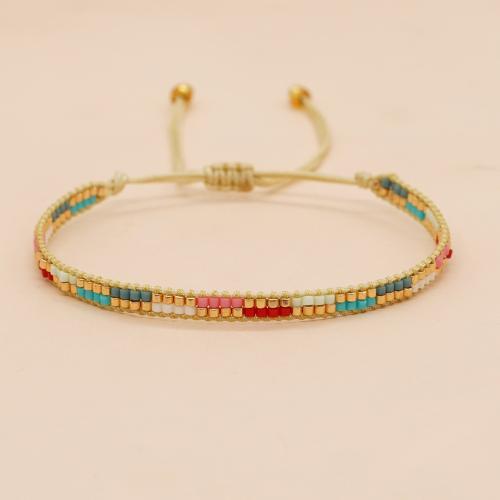 Bracelet de perles de verre, Seedbead, avec corde de coton, fait à la main, Longueur réglable & bijoux de mode & pour femme, plus de couleurs à choisir, Longueur:Environ 11 pouce, Vendu par PC
