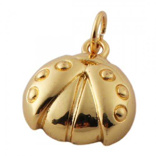 Brass Jewelry Pendants, Ladybug, fashion jewelry & Unisex, golden, nickel, lead & cadmium free, 14x12mm, Hole:Approx 3mm, Sold By PC