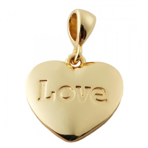 Pingentes de coração de bronze, cobre, joias de moda & unissex, dourado, níquel, chumbo e cádmio livre, 17.50x17mm, Buraco:Aprox 3mm, vendido por PC