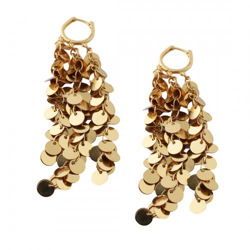 Huggie Hoop Drop Earring, Brass, fashion jewelry & for woman, golden, nickel, lead & cadmium free, 87x4mm, Sold By Pair
