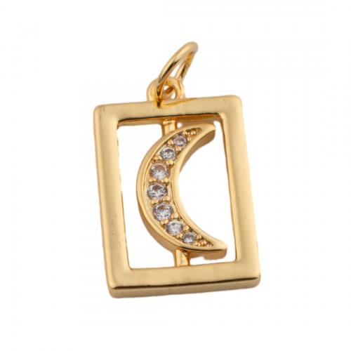 Cubic Zirconia Micro Pave Brass Pendant, fashion jewelry & Unisex & micro pave cubic zirconia, golden, nickel, lead & cadmium free, 17.50x11mm, Hole:Approx 3.5mm, Sold By PC