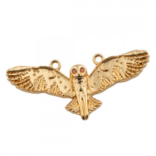 Cubic Zirconia Micro Pave Brass Pendant, Owl, fashion jewelry & Unisex & micro pave cubic zirconia, golden, nickel, lead & cadmium free, 13.50x29mm, Hole:Approx 1mm, Sold By PC