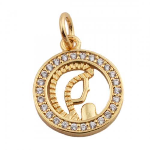 Cubic Zirconia Micro Pave Brass Pendant fashion jewelry & Unisex & micro pave cubic zirconia golden nickel lead & cadmium free Approx 3mm Sold By PC