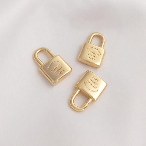 Brass Jewelry Pendants, Lock, gold color plated, DIY, nickel, lead & cadmium free, 11x17mm, Sold By PC