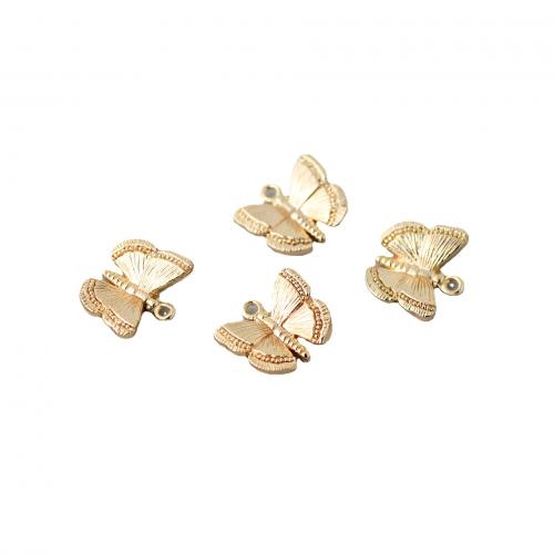 Bijoux pendentifs en laiton, papillon, Plaqué d'or 14K, DIY, doré, Vendu par PC