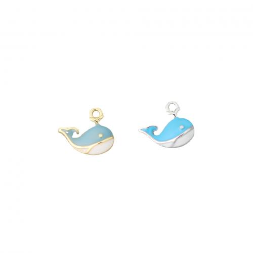 Brass Jewelry Pendants, Whale, 14K gold plated, DIY & enamel, more colors for choice, Sold By PC