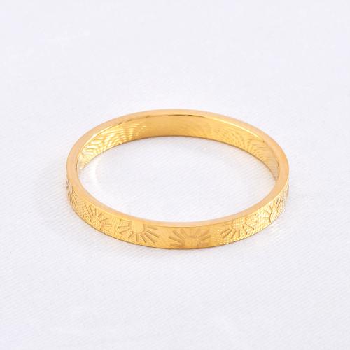 Titanium Steel Finger Ring plated & for woman golden Sold By PC