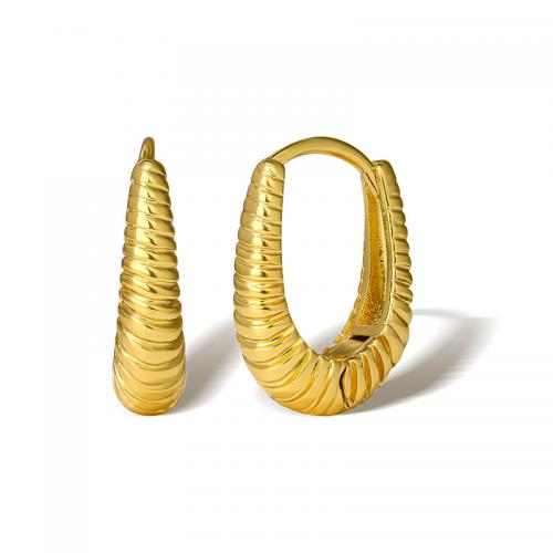 Messing Spring hoop oorbellen, plated, voor vrouw, gouden, 17x4mm, Verkocht door pair
