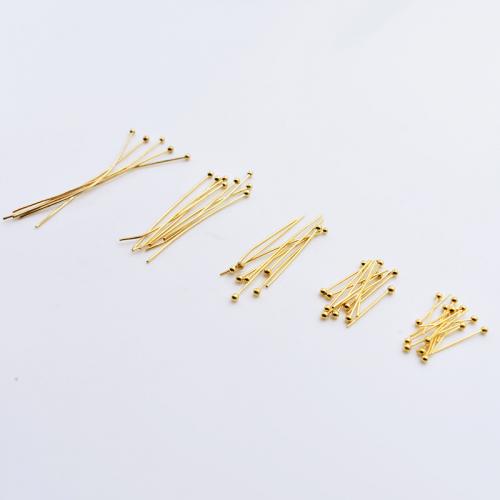 304 Stainless Steel Ball Head Pin, Stick, Galvanic plating, polished & DIY & different size for choice, golden, 1000PCs/Bag, Sold By Bag