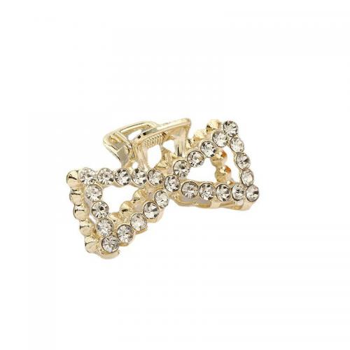 Zinc Alloy Hair Claw Clip with Plastic Pearl gold color plated & for woman & with rhinestone & hollow 50mm Sold By PC