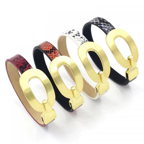 Bracelets cordon PU, cuir PU, avec alliage de zinc, Placage de couleur d'or, bijoux de mode & pour femme, plus de couleurs à choisir, 10mm, Longueur:Environ 19.5 cm, Vendu par PC