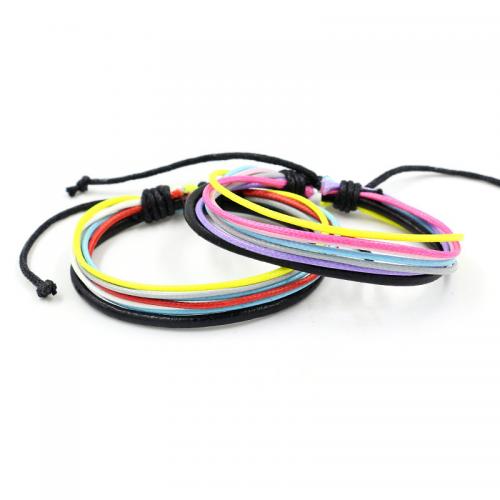 Fashion Create Wax Cord Bracelets, Heart, Adjustable & fashion jewelry & multilayer & Unisex, mixed colors, Length:Approx 18 cm, Sold By PC