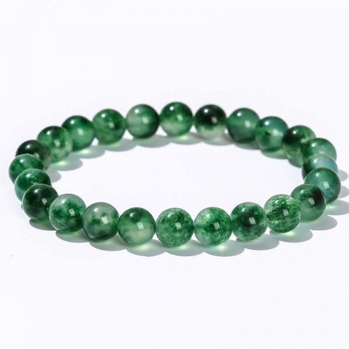 Gemstone Bracelets Chalcedony Round fashion jewelry & Unisex green Length Approx 18 cm Sold By PC